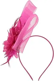 [Baluue] Elegant Fascinator Hat Lightweight Bridal Headdress with Plume and Mesh for Tea Parties Weddings and Special Events Stylish Hair Clip Headband Accessory