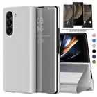 Stand Case For Samsung Galaxy Z Fold 6 5 4 Smart View Plating Mirror Flip Cover