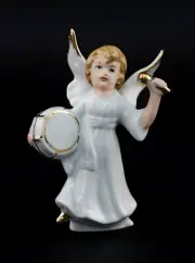9942872 Porcelain Figurine Wagner & Apel Angel with Drum Christmas H10cm