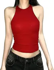 [Generic] Bra Solid Color Sexy Open Back Slim Fit Tank Top Women Top Shirt