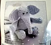 kit Loops & Threads 8" ELEPHANT crochet w/pattern yarn hook needle Fiberfill New