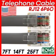 Landline Telephone Wire Telephone Cable 6P6C RJ12 Reverse Phone Line Cord FAX
