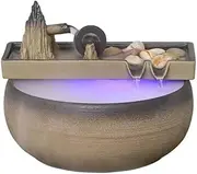 Tabletop Water Fountain Ceramic Circulation Feng Shui Wheel Streaming Water Attracts Wealth Office Desktop Fountain Landscape Zen Water Feature Office Relaxation Meditation Fountain