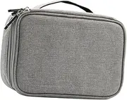 Hoement Double Layer Travel Electronics Accessories Organizer Case Multi Functional Data Cable Storage Bag for Power Bank U Disk and Gadgets Gray Color