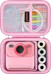 Canboc Kids Camera Case for Mgaolo/Omebel/ZONEY/WEEFUN/PHNIXGAM/Seckton Instant Print Camera, Children Digital Camera Bag fit Print Paper, Colorful Pen, USB Cable, Pink (Case Only)