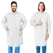 Disposable Lab Coats, XX-Large - Pack of 100 White SMS Knee Length, 40 GSM