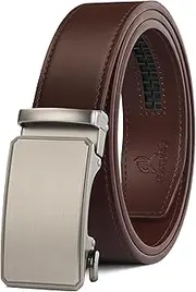 [JUKMO] Men’s 35mm Leather Ratchet Belt with Original Slide Buckle in Gift Box