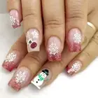 24Pcs Cute Christmas Press On Nail Snowflake and Snowmen Designs for Women