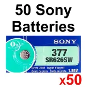 50 NEW SONY 377 SR626SW SR66 V377 watch battery - made in Japan - USA seller