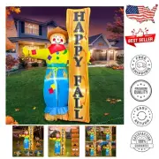Quick-Inflatable 7FT Thanksgiving Scarecrow with Colorful LED Lighting for Yards