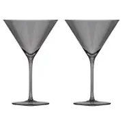 2pc Tempa Verity Drinking Crystal Stemware Martini Glass Set - Smoke