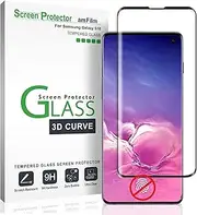 Galaxy S10 Screen Protector Glass, amFilm Full Cover (Not Compatible with Fingerprint Scanner) Tempered Glass Screen Protector Film with Dot Matrix for Samsung Galaxy S10 (Black)