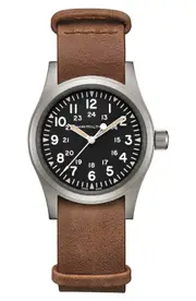 Hamilton Khaki Field Leather Strap Watch, 38mm