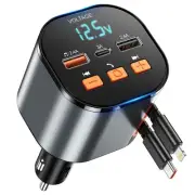 Retractable PD 30W Type-C and for iPhone Lightning Charger with Bluetooth 5.3...