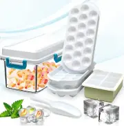 Round Ice Cube Tray with Lid and Bin, Ice Ball Maker Mold for Freezer