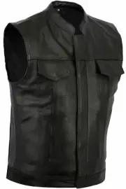 NEW MOTORCYCLE SONS OF ANARCHY STYLE VEST GENUINE A GRADE COWHIDE LEATHER BLACK