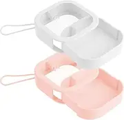 2pcs Hair Tie Organizer, Protable Small Hair Tie Holder Organizer with Hanging Rope Hair Accessories Organizer Box Items Storage Containers Box for Rings Earrings Hair Ropes Hair Pin