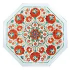 12" Marble side table top handmade inlay semi precious stones work table