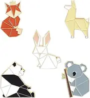 Haskoss 5 PCS Animal Enamel Pins Set Cartoon Panda Koala Alpaca Lapel Pin Brooches Badges for Backpacks Jackets