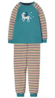 NWT Frugi Organic Kernow Striped Rainbow Girls Boys 5-6 Years Unicorn Pegasus