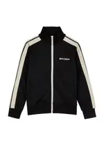 Palm Angels Kids Striped Logo Jersey Track Jacket - Black - 12YR (12 Years) 12YR (12 years)