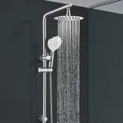 ACA WELS Round 8'' Ultrathin Rainfall Shower Head 3-MODE Handheld Set Gooseneck Arm Wall Rail Diverter Chrome