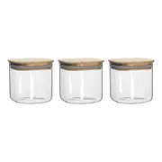 3pc Ecology Pantry 10.5cm Square Clear Glass Canisters Container Organiser Set