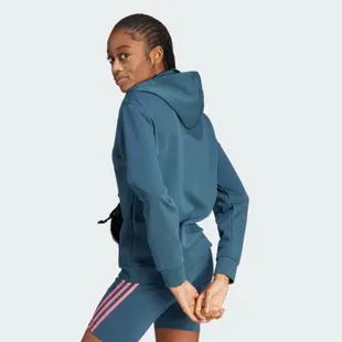 adidas 上衣 女款 長袖上衣 帽T 運動 W FI BOS HOODIE 藍 IM4876