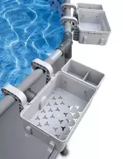 BLUE BAY Poolside Storage Baskets, 2 Complete Sets with Cup/Can/Bottle Holders