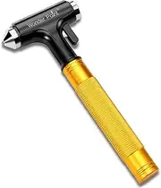 Premium Car Safety Hammer - Emergency Escape Tool with Car Window Breaker and Seat Belt Cutter, Life Saving Survival Kit with Heavy Carbon Steel Points and Hardened Sharp (Yellow)