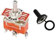 BANDKIT 15A 250V ON-Off ON-ON-Off-ON SPST SPDT DPDT Power Rocker Toggle Switch Waterproof Cap(1122S ON-Off-ON,Latching)