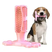 Pet Dog Chew Toy Teeth Cleaning Toothbrush Pink