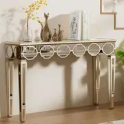 Fin Delicate Mirror Console Table Gold Trim Vanity Table With Stable Tapered Legs