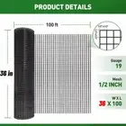 Hardware Cloth 1/2" 36in x 50ft 19 Ga Wire Mesh Roll Chicken Wire Fencing AU