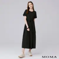 在飛比找momo購物網優惠-【MOMA】日系簡約優雅長洋裝(深灰色)