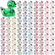 [xioaue] Christmas Mini Resin Ducks Luminous Christmas Tiny Duck Mini Resin Animals Miniature Glow in The Dark Duck Charms,100PCS Easy to Use
