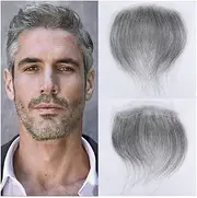 Mens Wig Hair Toupee for Men, V-Loop Frontal Hairline Straight Human Hair Ultra Thin PU Skin Men's Capillary Prosthesis Mens Toupee(16x1.8cm)