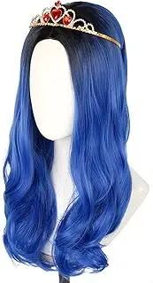 Topcosplay Evie Wig for Children Girls Curly Wig Long Blue Carnival Halloween Costume Party Wigs