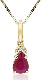 [Gin & Grace] Gin and Grace 10K Yellow Gold Mozambique Genuine Ruby Pendant with Diamonds for women | Ethically, authentically & organically sourced (Oval) shaped Ruby hand-crafted jewelry for her | Ruby Necklace for women