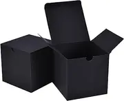 NIGNYA 4x4x4 Gift Boxes, Small Gift Boxes 50 PCS, Black Kraft Paper Box with Lid for Party Favor, Ornaments, Bridesmaid Proposal, Bakery Cookies,Candle Boxes Packaging