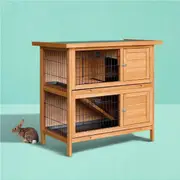 91.5cmx45cmx82cm i.Pet Rabbit Hutch Chicken Coop Large Wooden House Run Cage Pet Bunny