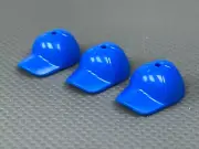 LEGO Minifigure Blue Baseball Cap Hat Short Curved Bill Minifig Headgear (x3)