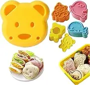 5 PCS Sandwich Cutter and Sealer for Kids, Mini Cartoon Bear Squirrel Dolphin Sea Dog Bread Cutter Sandwich Cutters for Kids Bento Box