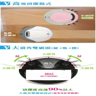 【Vbot】迷你智慧型掃地機器人-掃+擦+吸-公主機-粉紅