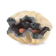 Folkmanis Giant Clam Hand Puppet Plush, Light Tan/Gray