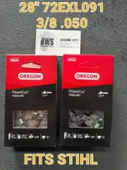 2 Pack 28" Oregon Fits Stihl 038 440 460 72EXL091 3/8 .050 Chisel Chainsaw Chain
