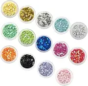 HONMEET 14 Boxes Star Shaped Sequin Manicure Patches for Glitter Nail Art DIY Nail Charms Stars