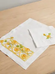 [Loretta Caponi] Loretta Caponi - Embroidered Linen Placemat And Napkin Set - Multi - One size One size Multi