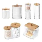 Makeup Cotton Pad Organizer Storage Box For CottonSwab Container with Bamboo Wa