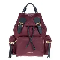 在飛比找Yahoo!奇摩拍賣優惠-Burberry 中型 RUCKSACK 暗紅色 尼龍背包 